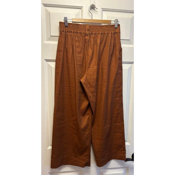 Cabi #6478 Cruise Crop Wide Leg Linen Blend Pants in Sienna Brown, Size S - Picture 2 of 5